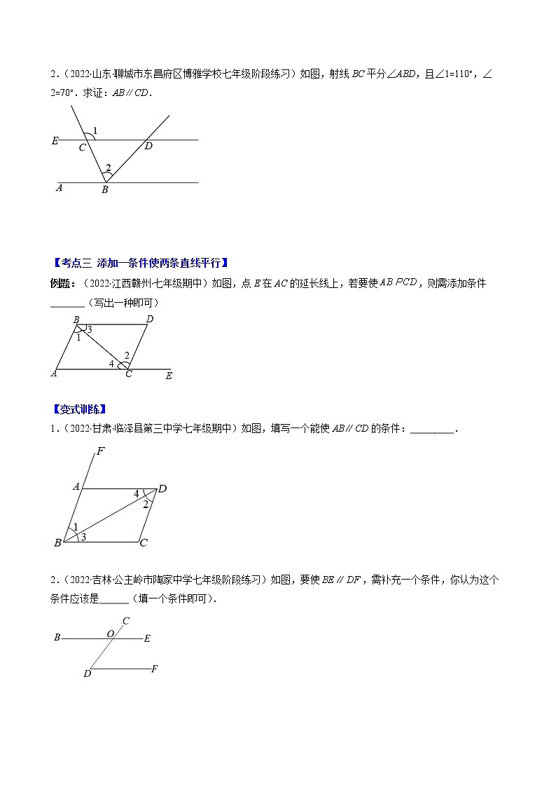 七下数学专题 平行线的判定与性质(考点突破)第3页