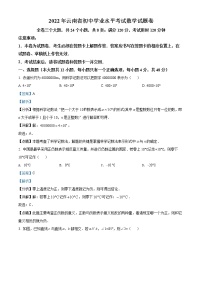 初中数学中考复习 精品解析： 2022年云南省中考数学真题（解析版）