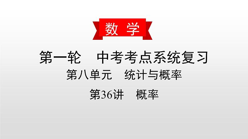初中数学中考复习 第36讲 概率课件PPT第1页