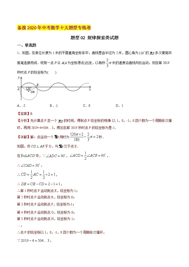 初中数学中考复习 题型02 规律探索类试题(解析版)第1页