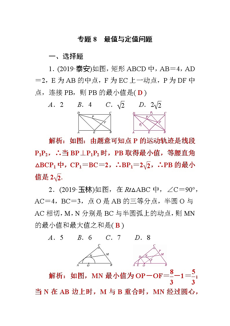 初中数学中考复习 专题8 最值与定值问题第1页