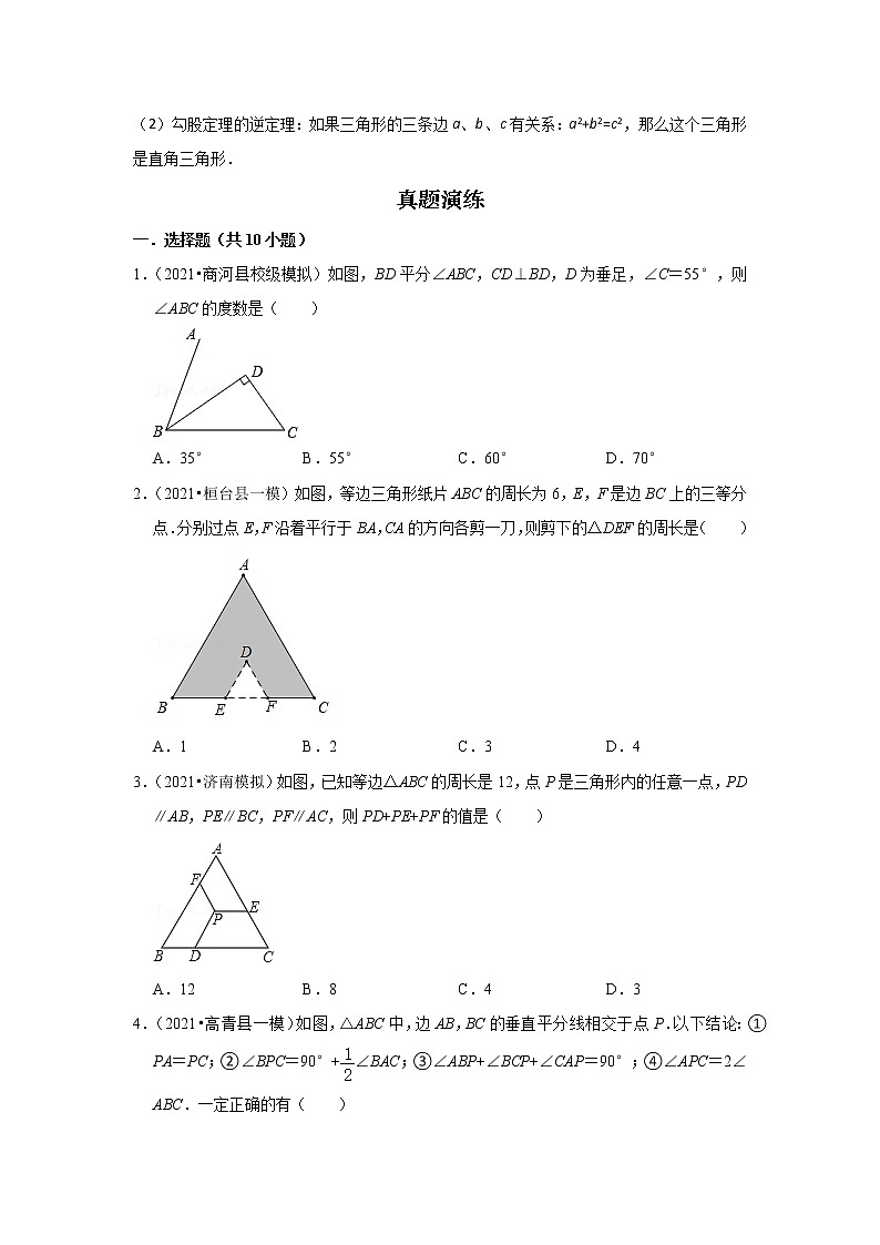 2022-2023 数学鲁教版新中考精讲精练 考点14 等腰三角形与直角三角形(原卷版)第2页