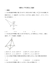 初中数学中考复习 专题11 平行线与三角形-2022年中考数学真题分项汇编（全国通用）（原卷版）