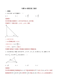 初中数学中考复习 专题16 解直角三角形-2022年中考数学真题分项汇编（全国通用）（第1期）（解析版）