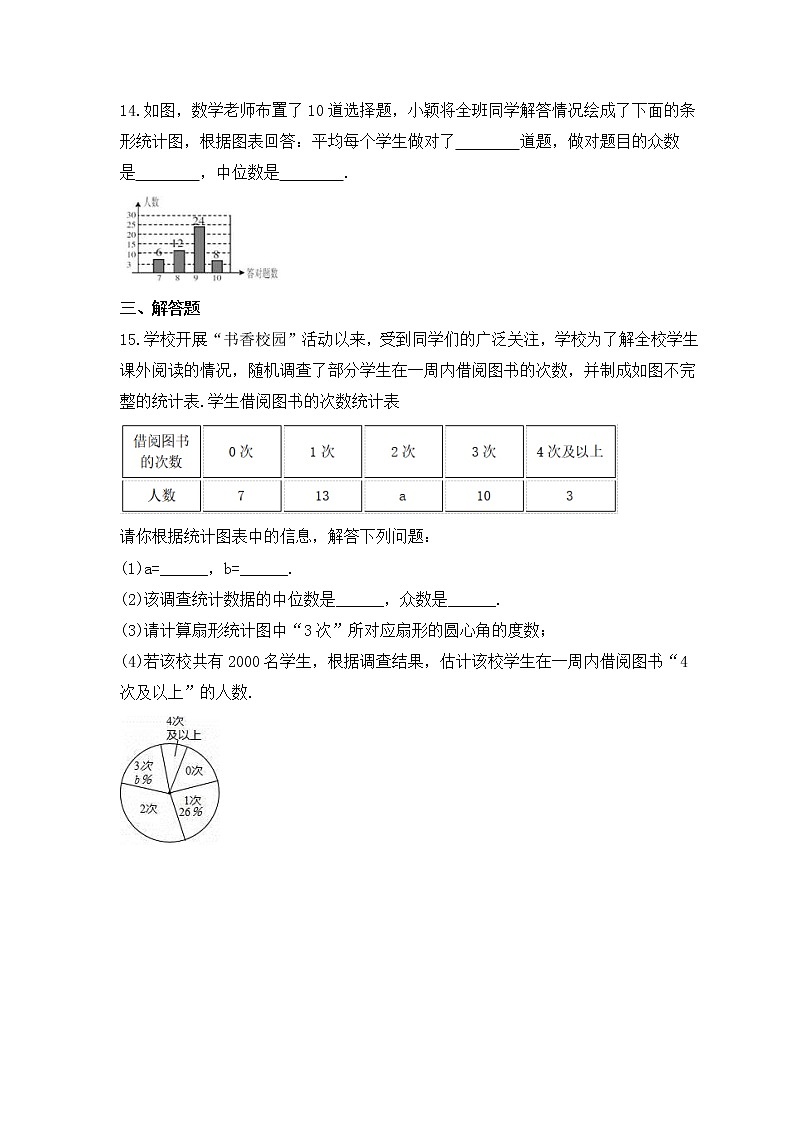 中考数学一轮复习知识梳理《数据的分析与波动趋势》练习 (含答案)第3页