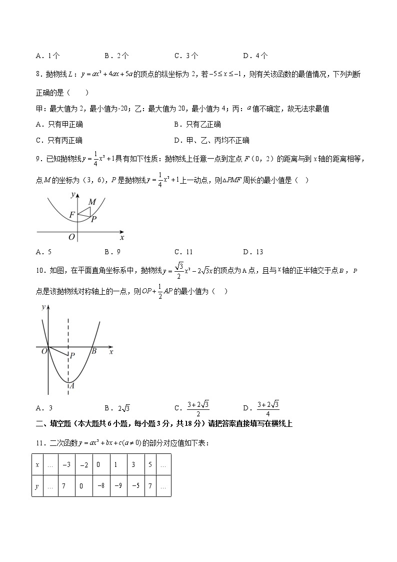 专题2.1-3 二次函数的图象和性质测试卷-简单数学之2022-2023学年九年级下册基础考点三步通关（北师大版）03