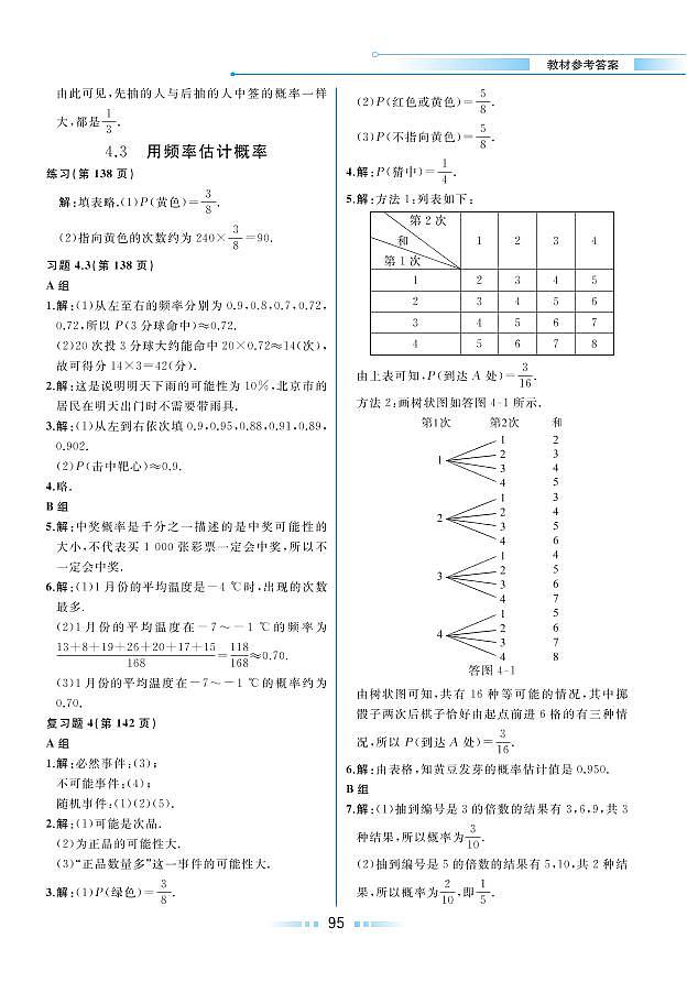 【教材解读】湘教版数学九年级下册 第4章 概率 4.3 用频率估计概率 试卷01