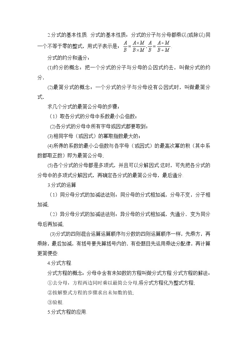 第五章 分式与分式方程 本章专题整合训练 课件+教案02