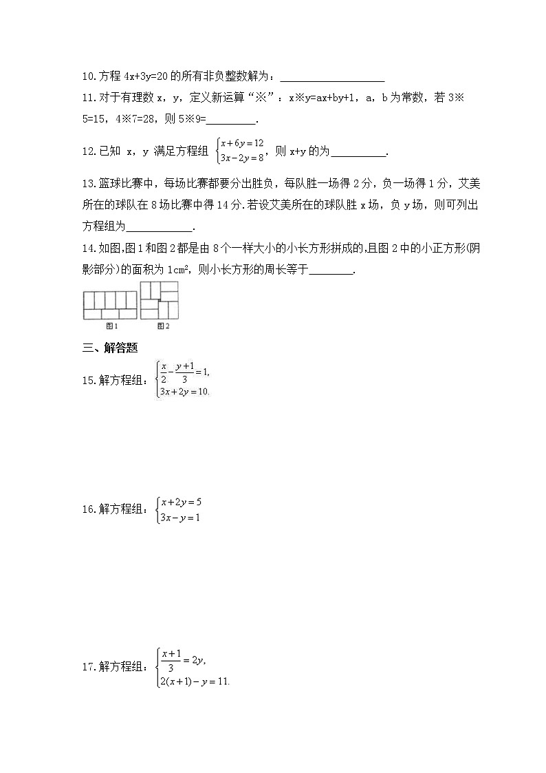 2023年中考数学一轮复习《二元一次方程组》课后练习(含答案)02
