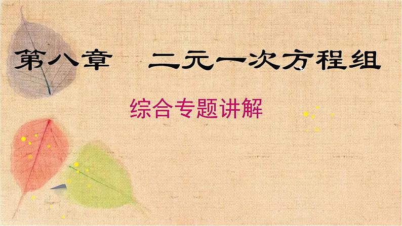 人教版数学七年级下册 第八章 《二元一次方程组》专题 课件第1页