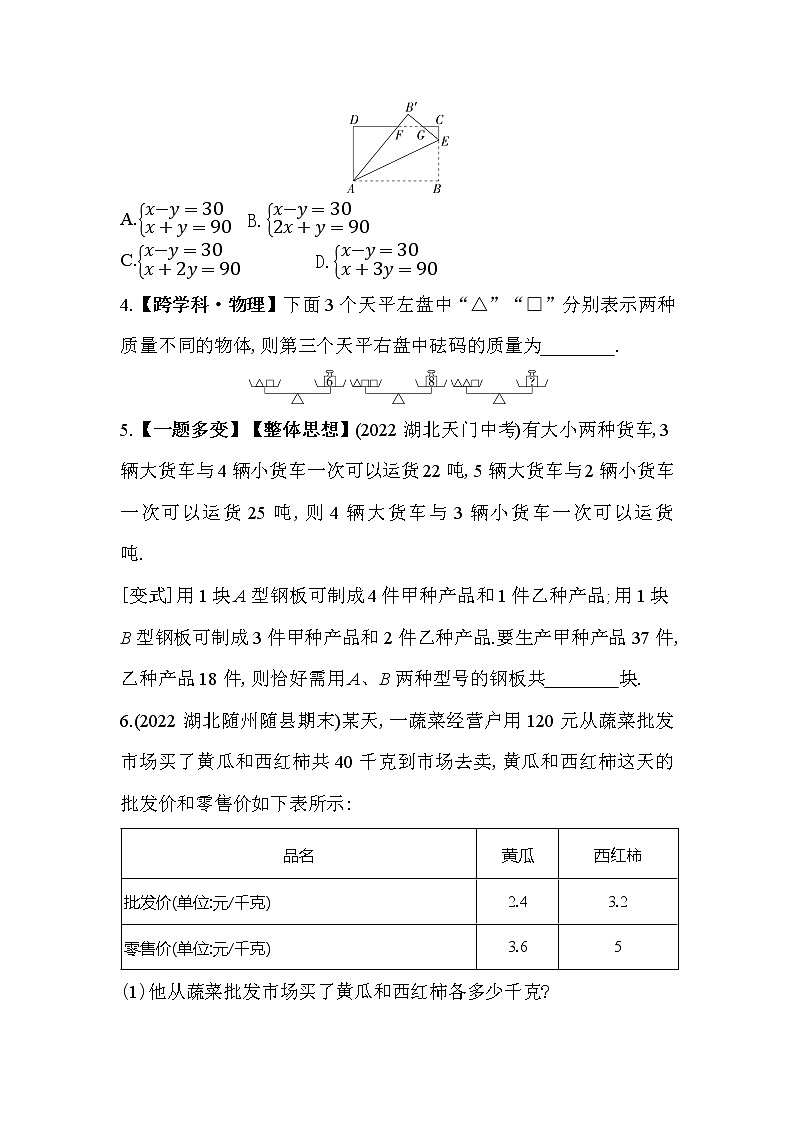 人教版数学七年级下册8.3 实际问题与二元一次方程组同步练习(含解析)02