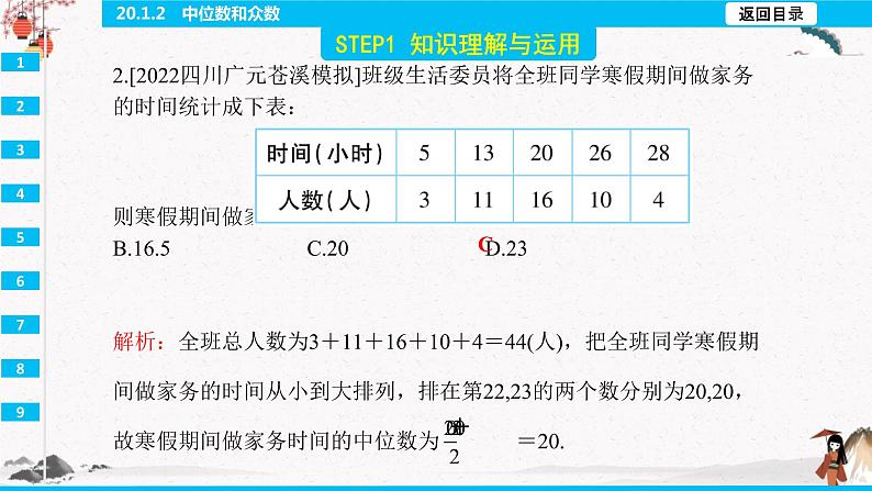 20.1.2 中位数和众数 同步典型例题精讲课件04