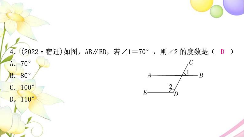 中考数学复习第四章三角形第一节几何初步及相交线与平行线作业课件第5页