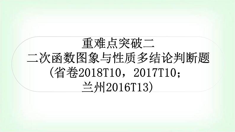 中考数学复习重难点突破二:二次函数图象与性质多结论判断题教学课件01