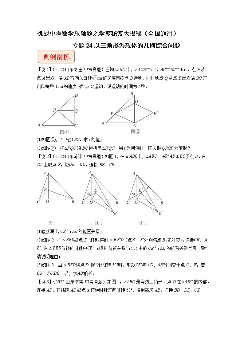 专题24以三角形为载体的几何综合问题 -挑战中考数学压轴题之学霸秘笈大揭秘（全国通用）01