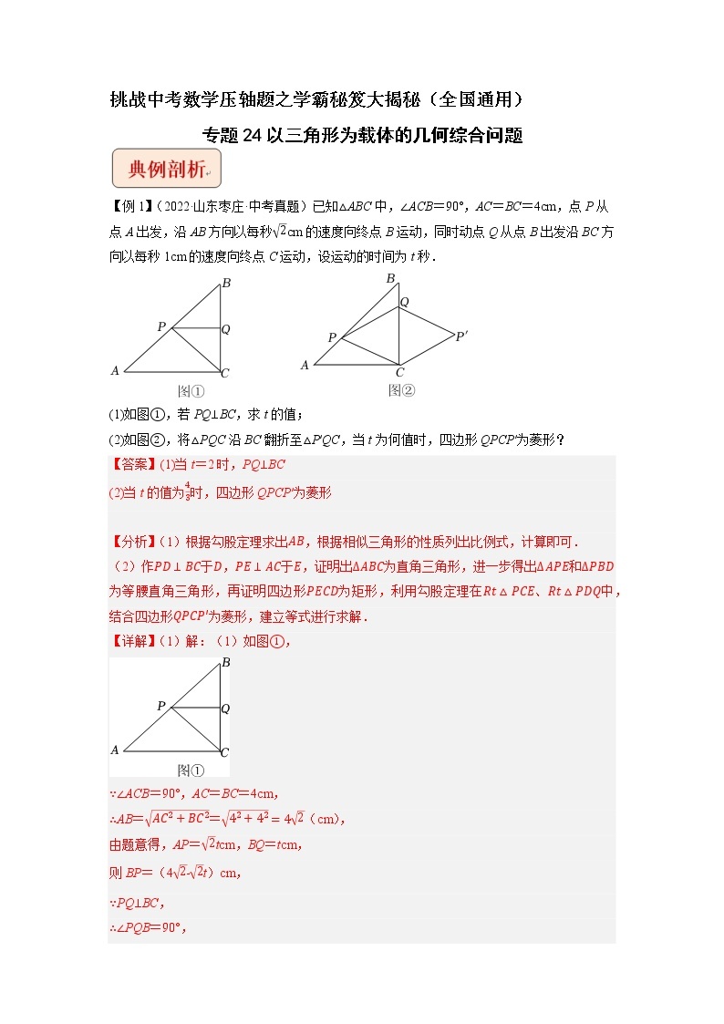 专题24以三角形为载体的几何综合问题 -挑战中考数学压轴题之学霸秘笈大揭秘（全国通用）01