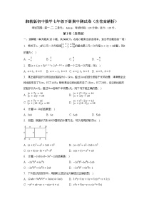 湘教版初中数学七年级下册期中测试卷（较易）（含答案解析）