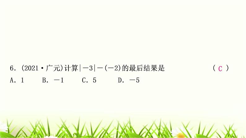 中考数学复习第一章数与式第一节实数作业课件07