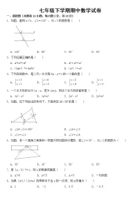 浙江省绍兴市2023年七年级下学期期中数学试卷【含答案】