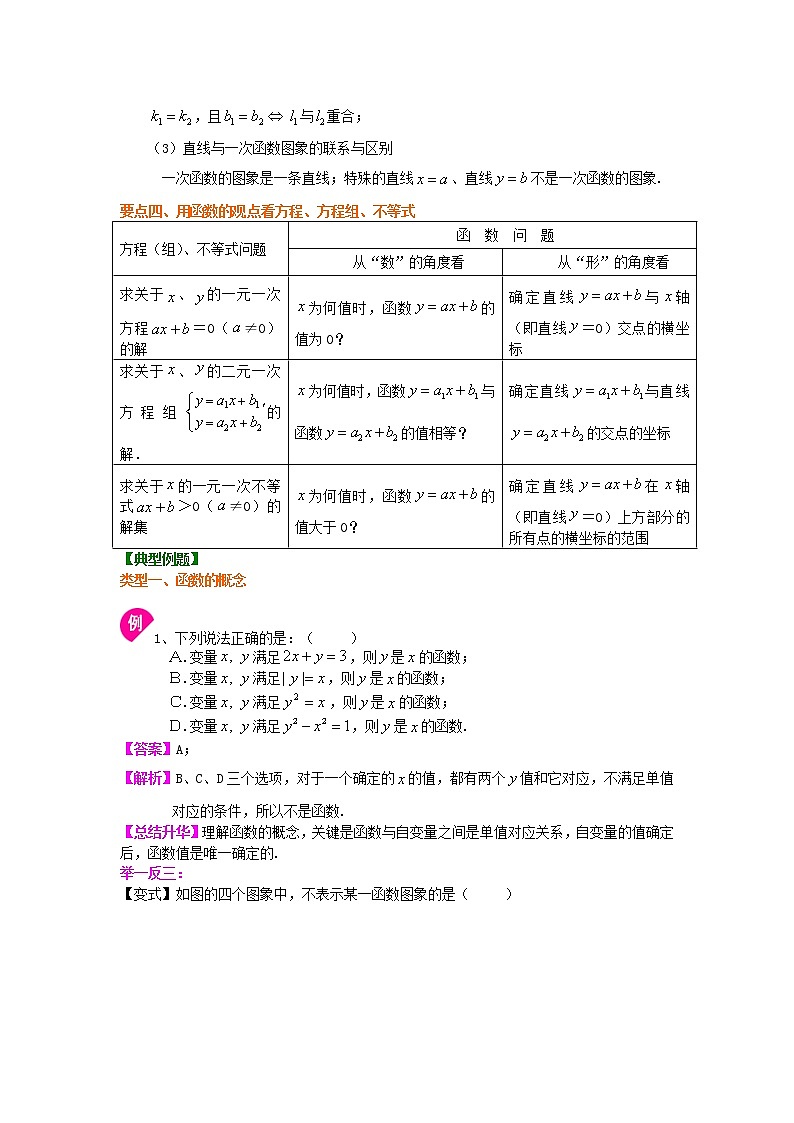 人教版数学八年级下册:一次函数全章复习与巩固(基础)知识讲解 (含答案)第3页