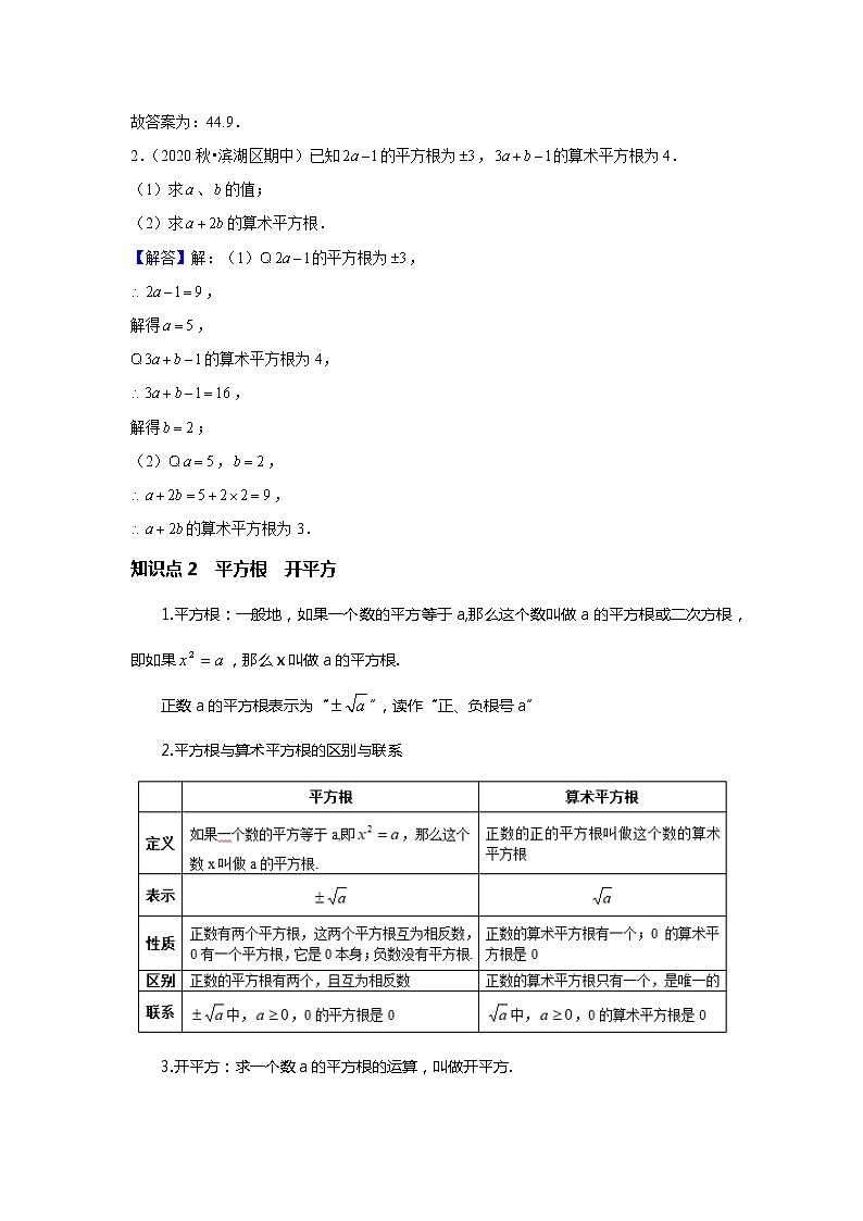 初一数学人教版春季班 第4讲 平方根与立方根--提高班 教案03