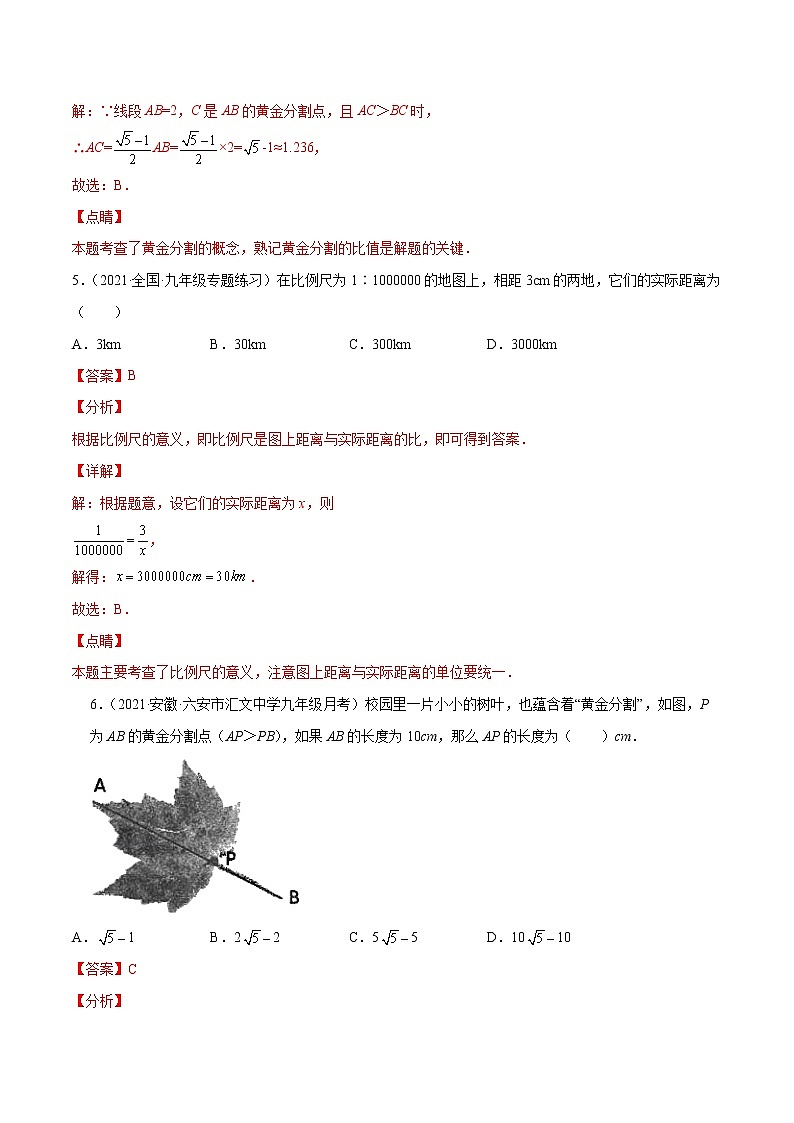 专训27.1.1 比例的性质+线段的比+成比例线段-简单数学之九年级下册考点专训(人教版) 试卷03
