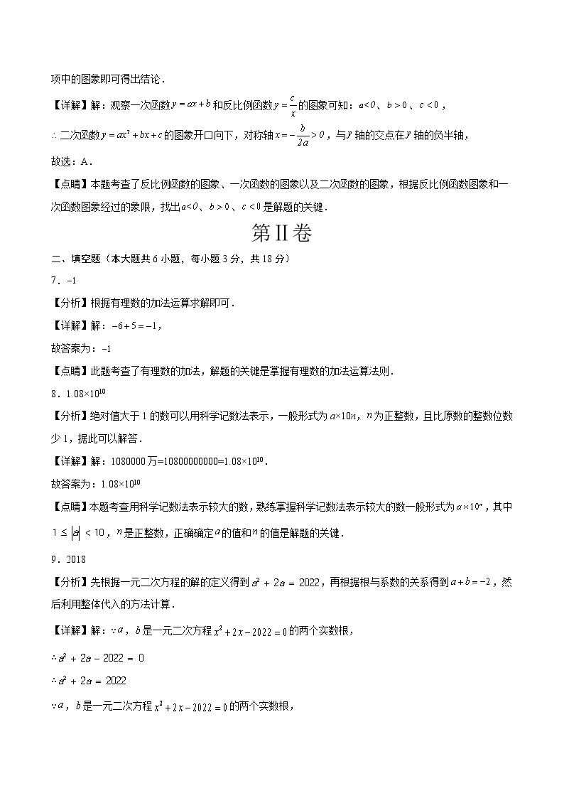 数学（江西卷）-学易金卷：2023年中考第一次模拟考试卷03