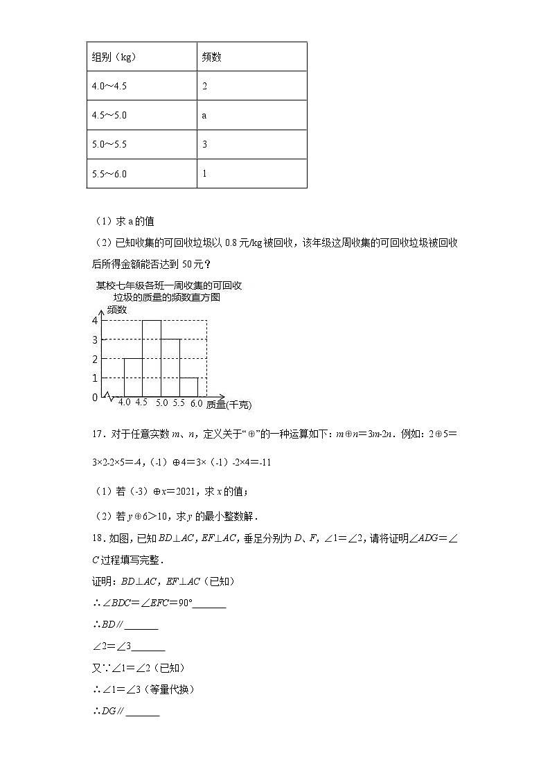 吉林省江源县2021-2022学年数学人教版七年级下册第二次调研单元综合模拟联考试卷(含答案)03