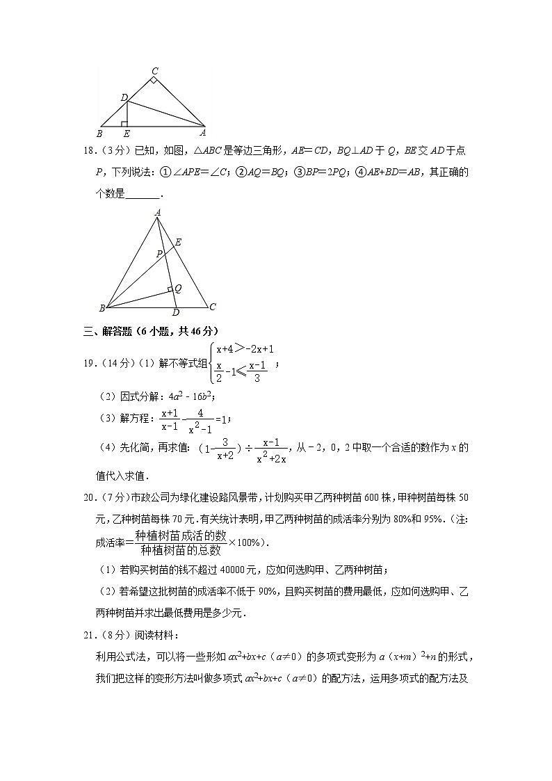 北师大版数学八年级下册期中精品模拟试卷(含详细解析)第3页