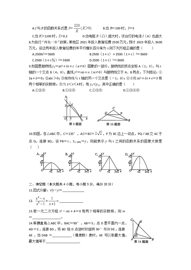 安徽省亳州市涡阳县2022-2023学年九年级下学期联考数学试题卷(含答案)第2页