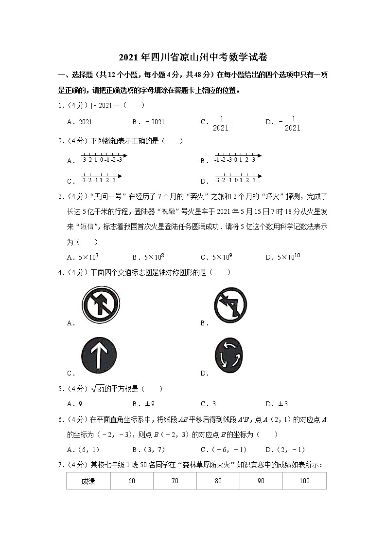 2021年四川省凉山州中考数学试卷01