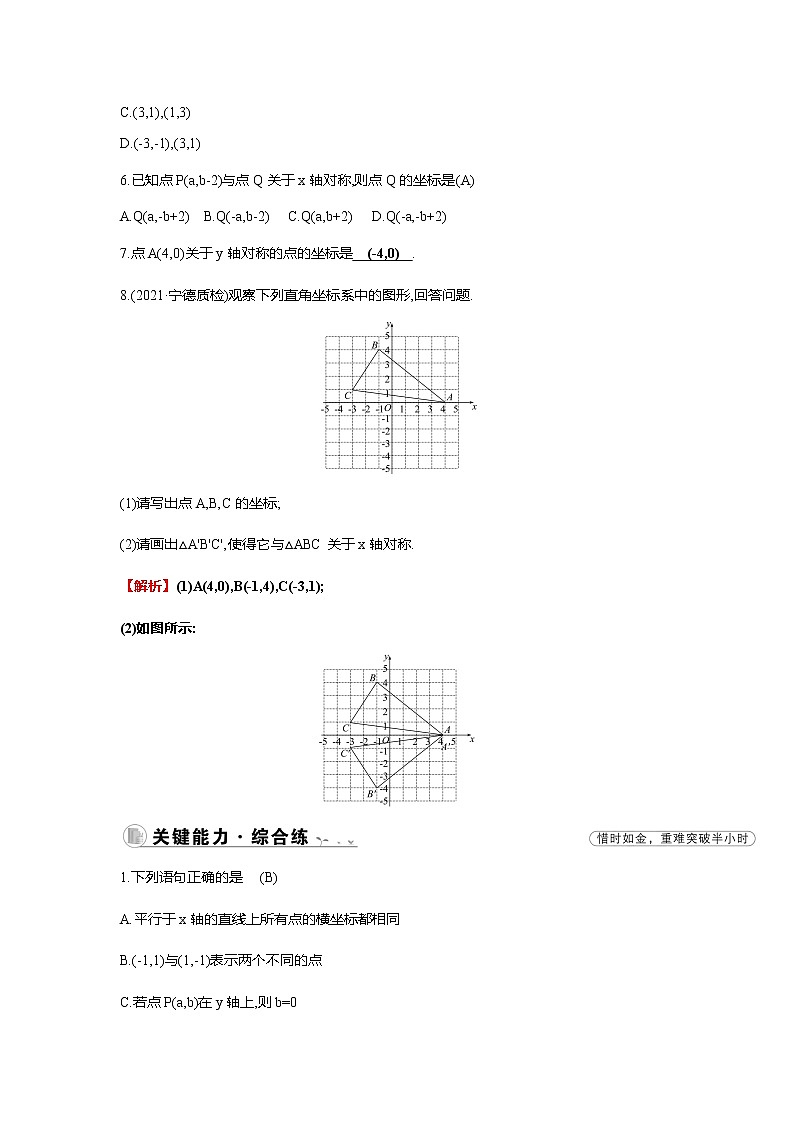 3.3 轴对称与坐标变化 北师大版八年级数学上册同步作业及答案第2页