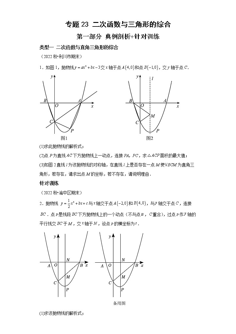 专题23 二次函数与三角形的综合-2023年中考数学二轮专题提升训练第1页