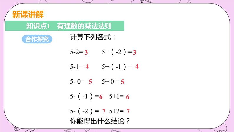 人教版七年级数学上册 第1章 有理数 1.3 有理数的加减法 1.3.2 课时1 有理数的减法第5页