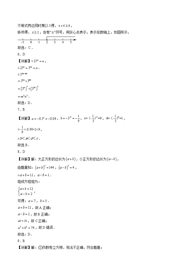 数学(沪科版B卷)——2022-2023学年数学七年级下册期中综合素质测评卷(安徽专用)(含解析)02