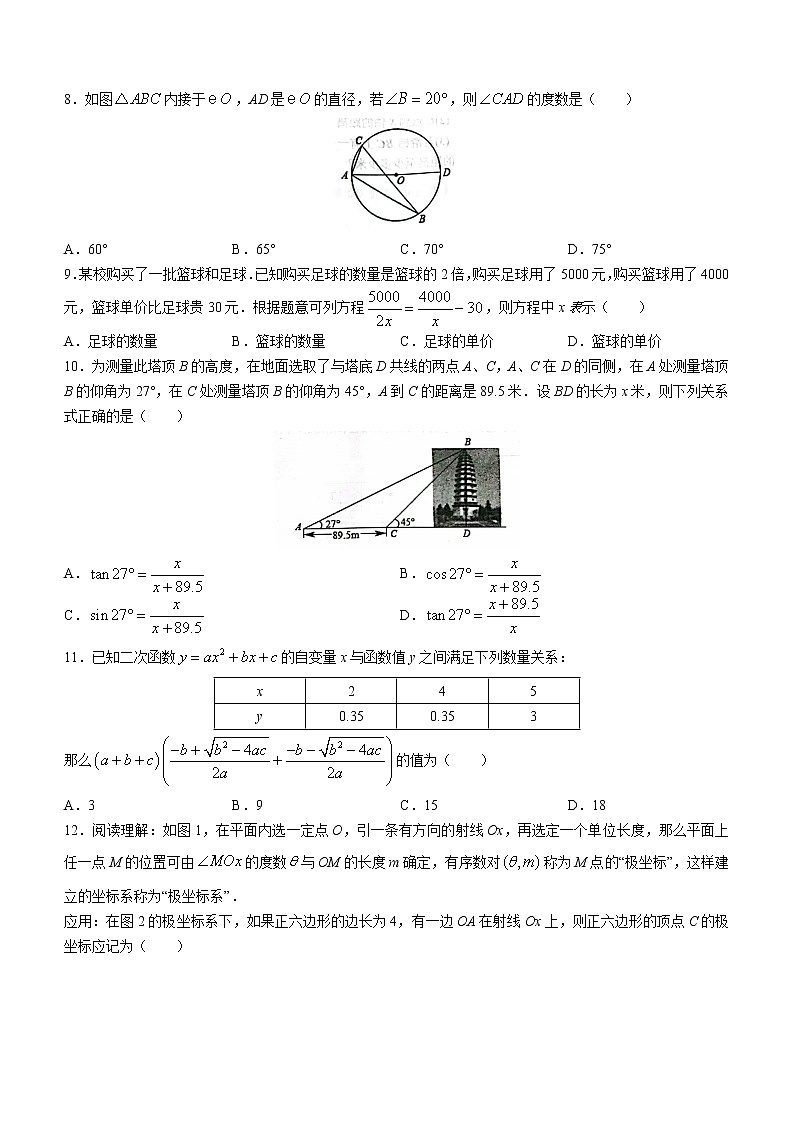 2023年山东省德州市宁津县中考一模数学试题(含答案)02