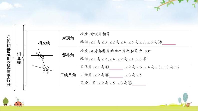 中考数学复习第四章三角形第一节几何初步及相交线与平行线教学课件第5页