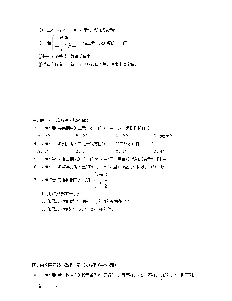 第11講二元一次方程(核心考點講與練)-七年級數(shù)學下學期考試滿分全攻略(蘇科版)(原卷版)第3頁