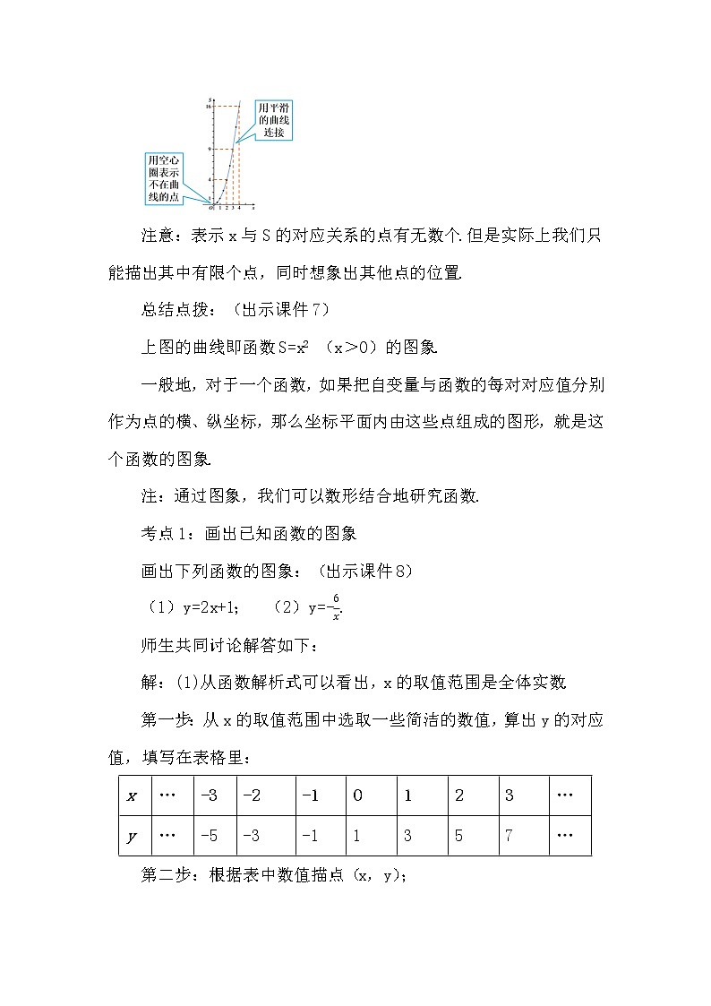 数学八年级下册19.1.2 函数的图象(第1课时)第3页