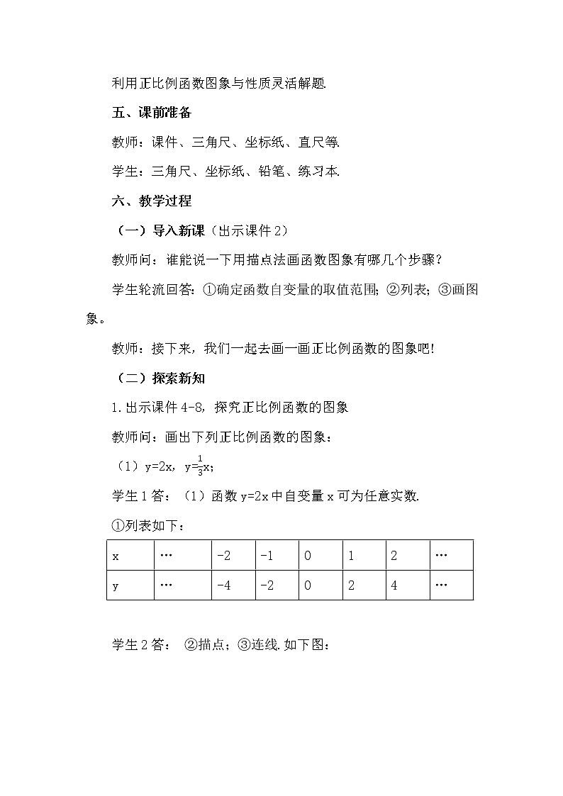 数学八年级下册19.2.1 正比例函数(第2课时) 试卷02