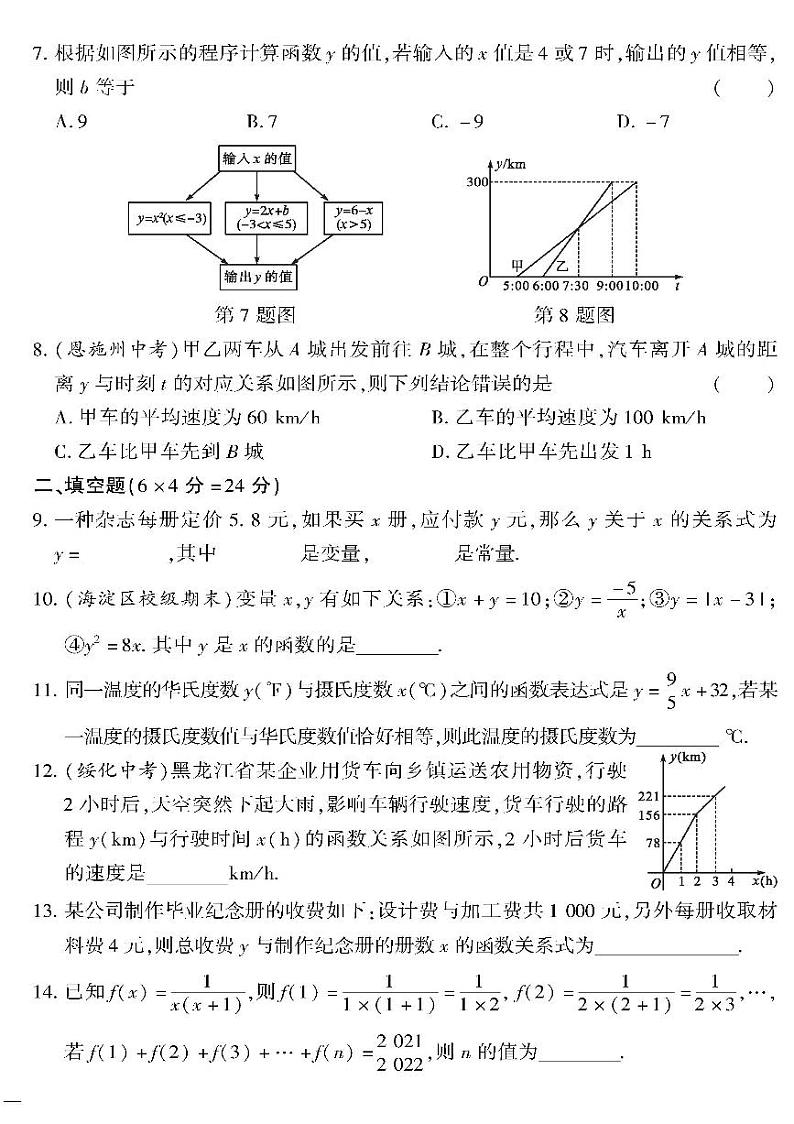(2023春)冀教版数学初中八年级下册-黄冈360°定制密卷_第20章检测题02