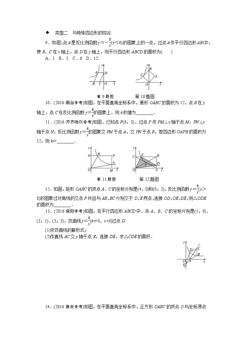 数学九年级下册代几结合专题:反比例函数与几何图形的综合(选做)03