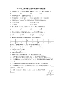 2023年上海市长宁区中考数学一模试卷(含答案解析)