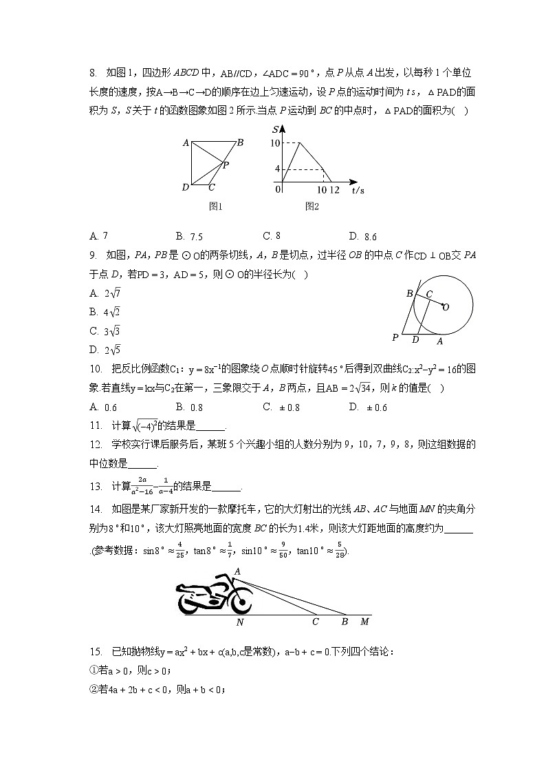 2023年湖北省武汉市武昌区武珞路中学九年级四月调考数学模拟试卷(二)(含答案解析)02