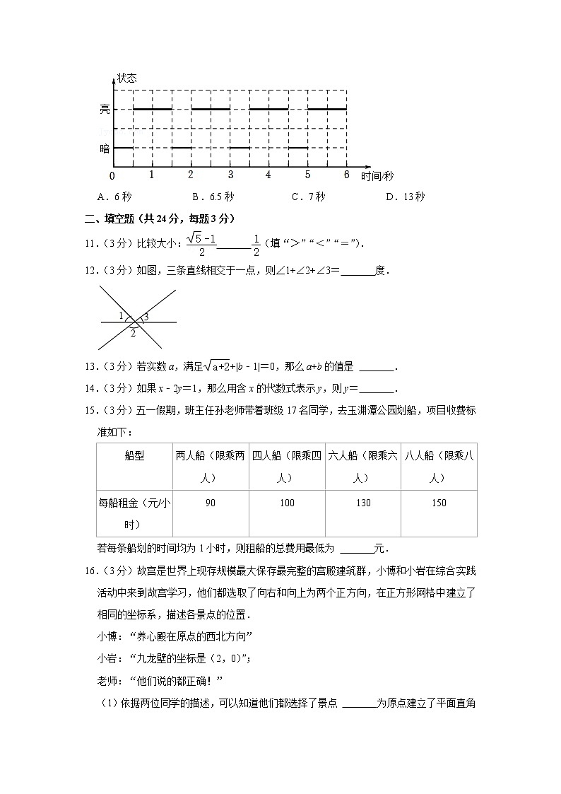2021-2022學年北京市海淀區(qū)師達中學七年級(下)期中數(shù)學試卷第3頁