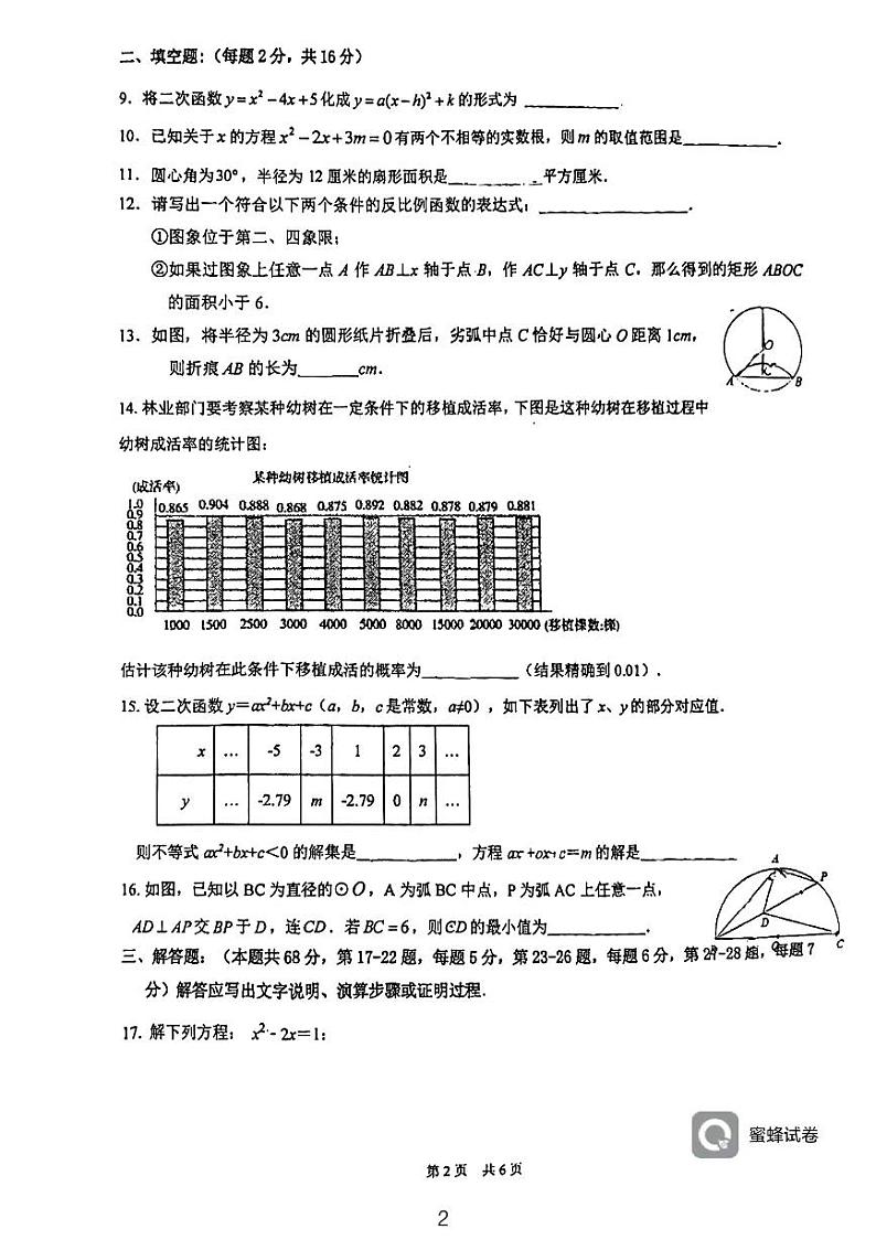 2023.2交大附中初三开学考数学试卷02