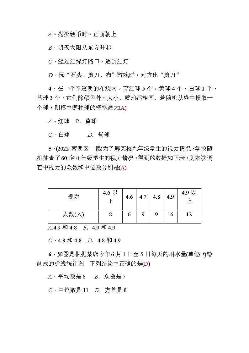 中考数学复习章节限时练8统计与概率含答案第2页