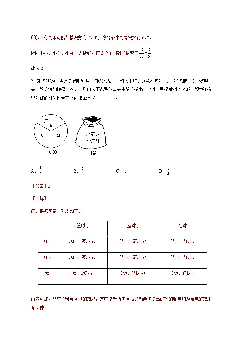 25.2 用列举法求概率-2022-2023学年九年级数学上册课后培优分级练(人教版)03