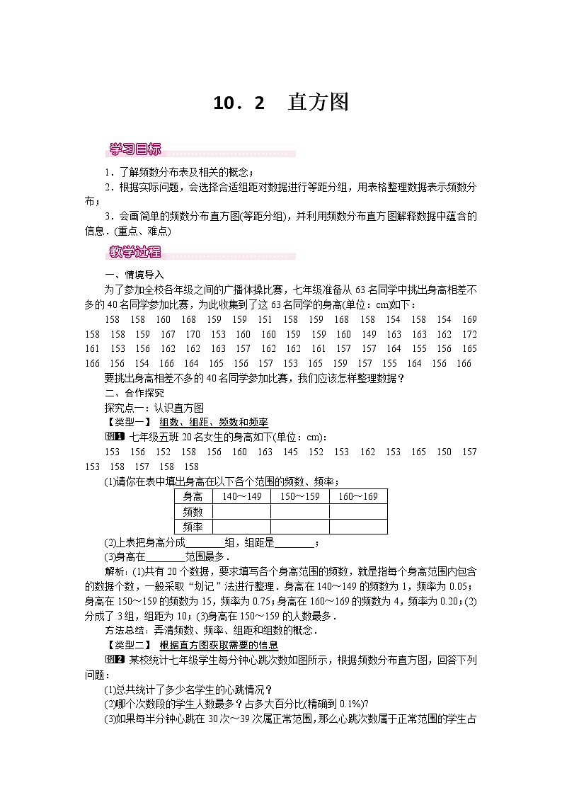 数学七年级下册10.2 直方图 1第1页