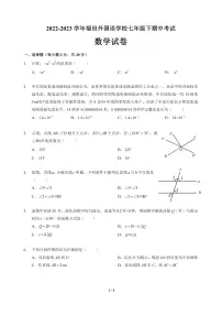 广东省深圳市福田外国语学校2022-2023学年下学期期中考试七年级数学试卷